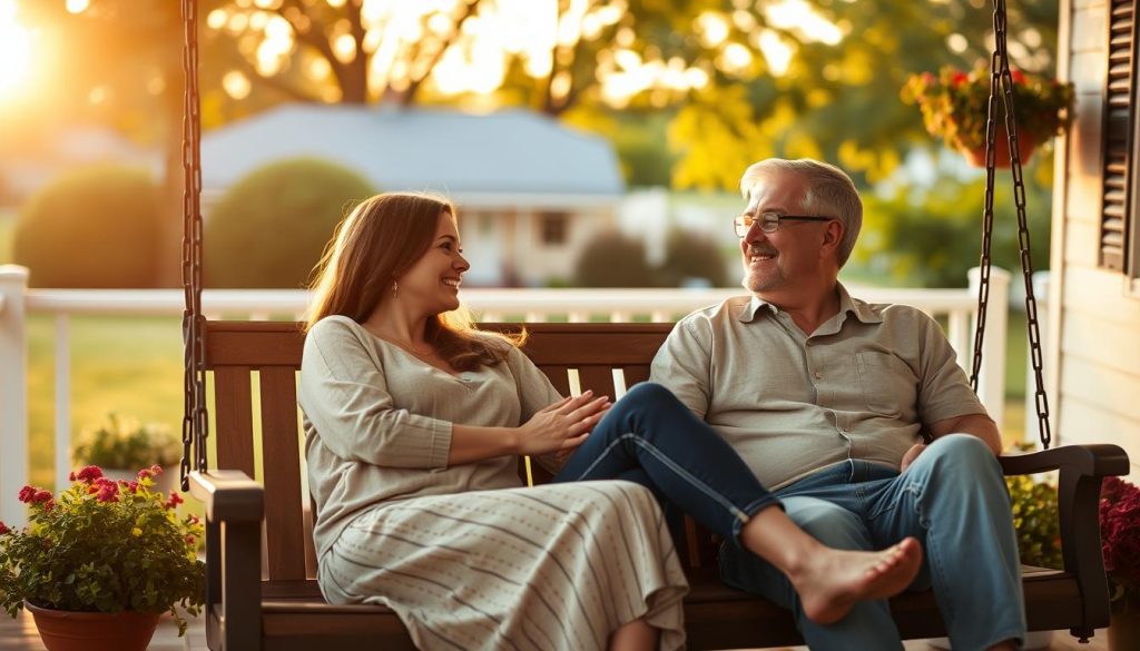 A couple embracing comfortably, representing secure attachment