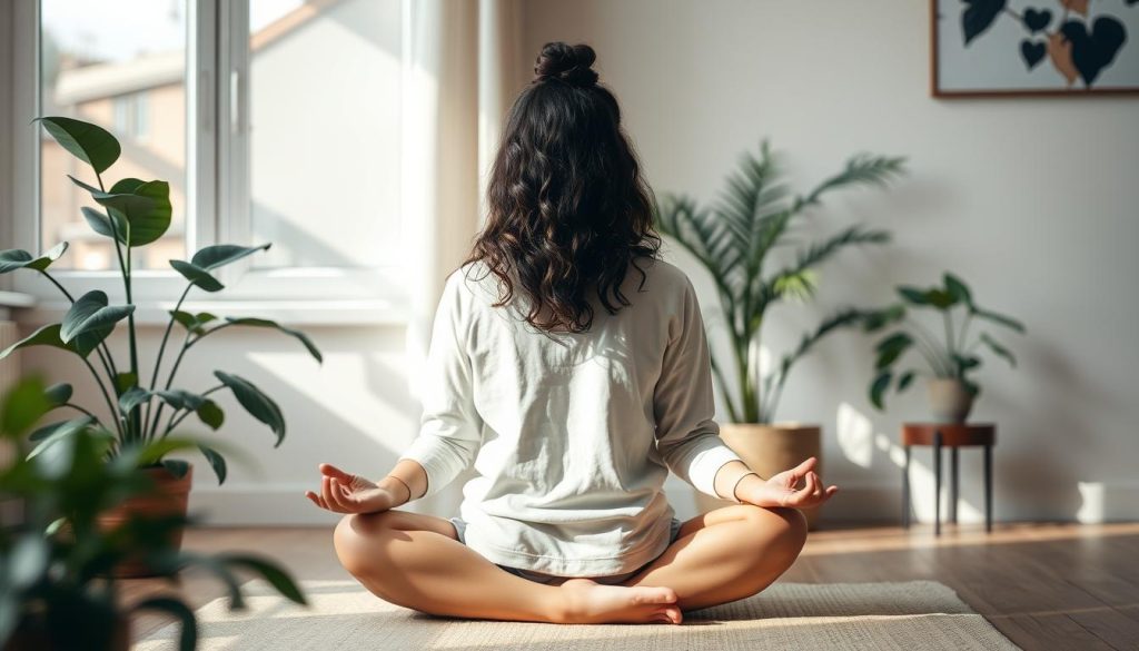 A person practicing mindfulness meditation, representing healing strategies for anxious attachment