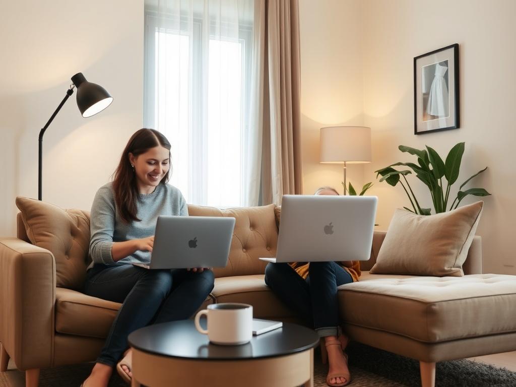 Couple preparing for online therapy session Couple preparing for online therapy session