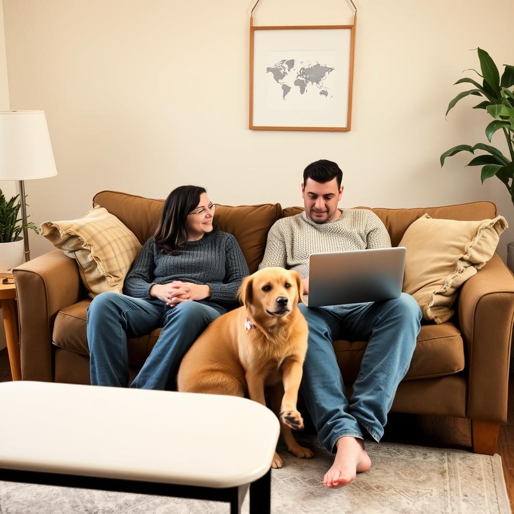 Couple relaxed in home environment during therapy